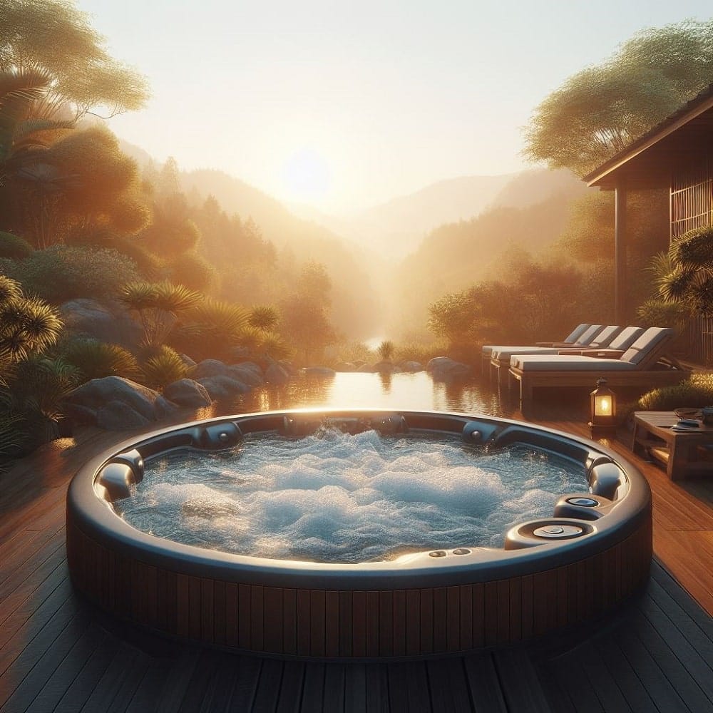 installed hot tub in a patio area